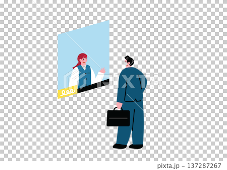 病院の受付をする男性 137287267