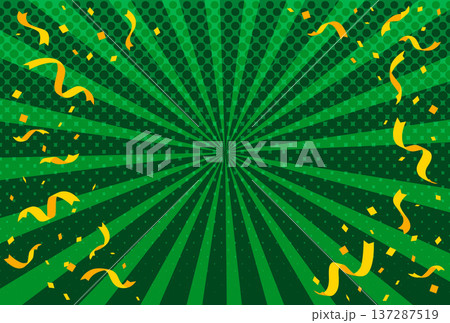 インパクトのある集中線の背景 セール広告 横 紙吹雪 お祝い 緑 137287519