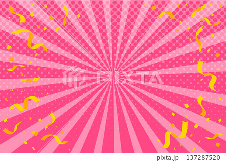 インパクトのある集中線の背景 セール広告 横 紙吹雪 お祝い ピンク 137287520