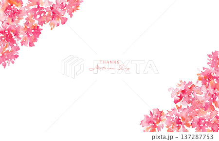 水彩画。水彩タッチのカーネーションベクターイラスト。母の日のカーネーションフレーム素材。 137287753