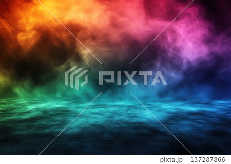 Dramatic High Contrast Rainbow Composition with Colorful Background 137287866