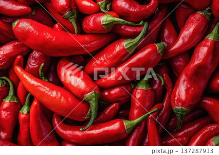 Vibrant Red Chili Peppers on Full Screen for Culinary and Food Photography Use Vibrant Red Chili Peppers on Full Screen for Culinary and Food Photography Use 137287913