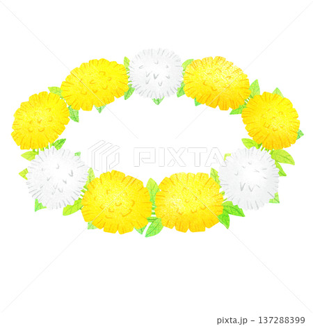 タンポポとシロツメクサの花冠 タンポポとシロツメクサの花冠 137288399