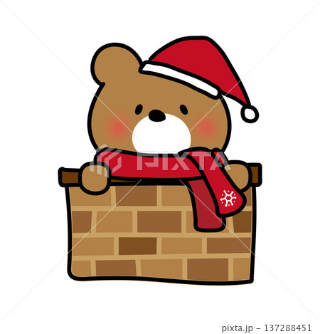 クリスマスに煙突から顔を出すくまぽて 137288451