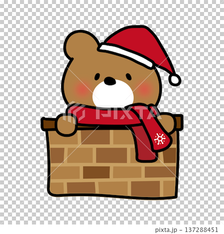 クリスマスに煙突から顔を出すくまぽて 137288451