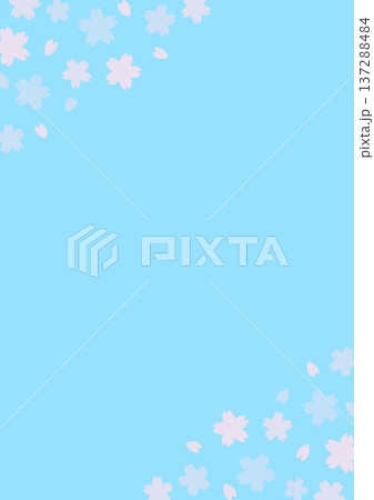縦の背景 角に桜の花 水色 縦の背景 角に桜の花 水色 137288484