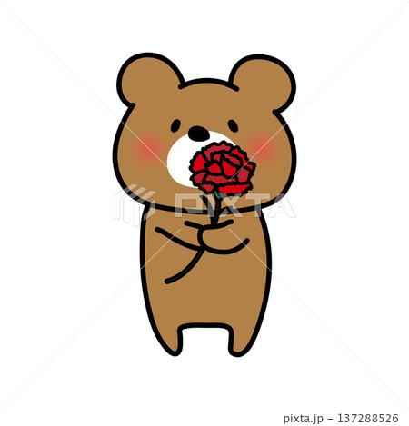 カーネーションを持っているくまぽて 137288526
