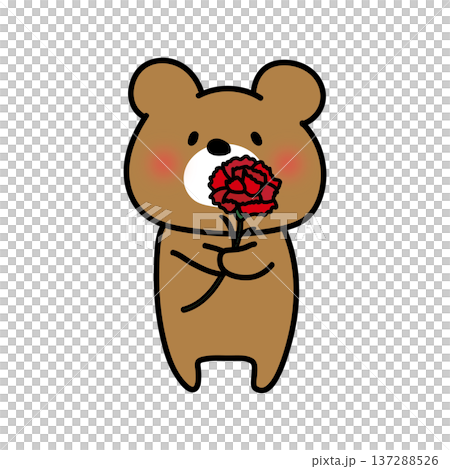 カーネーションを持っているくまぽて 137288526