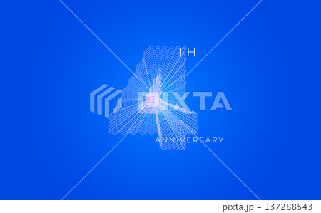 Anniversary Celebration Date Emblem Badge, Abstract 4th Logo Blue Background for Invitation Greeting Card, Corporate Jubilee Sign, Commemorate Occasion Symbol. Wavy Guilloche. Vector Illustration Anniversary Celebration Date Emblem Badge, Abstract 4th Logo Blue Background for Invitation Greeting Card, Corporate Jubilee Sign, Commemorate Occasion Symbol. Wavy Guilloche. Vector Illustration 137288543