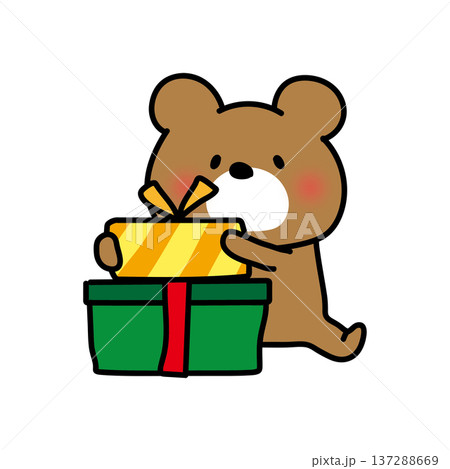 プレゼントを積み上げているくまぽて プレゼントを積み上げているくまぽて 137288669