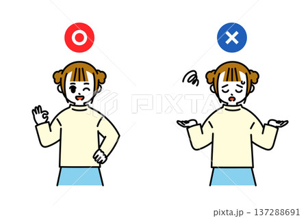 OK・NGサインを出す女の子のイラスト 137288691
