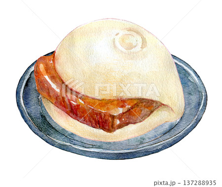 水彩イラスト　手描き　豚角煮まん 137288935