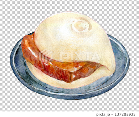 水彩イラスト　手描き　豚角煮まん 137288935