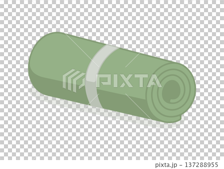 Rolled green yoga mat, without background 137288955