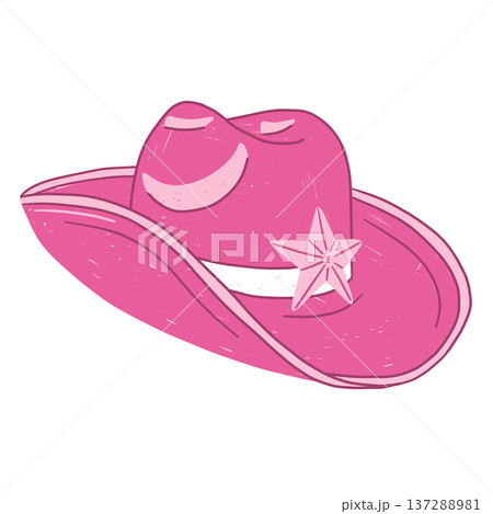 Western cowgirl pink hat in childlike style 137288981