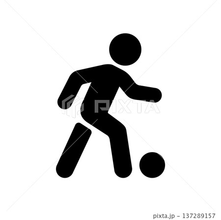 スポーツをする人物（サッカー）シルエットアイコンイラスト 137289157
