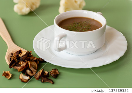 traditional mushroom soup with dried forest mushrooms traditional mushroom soup with dried forest mushrooms 137289522