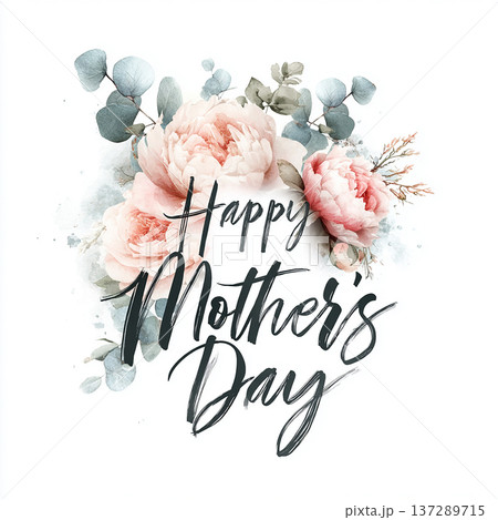 Enjoying flowers and greetings for Mothers Day celebration with beautiful floral design and text in various colors Enjoying flowers and greetings for Mothers Day celebration with beautiful floral design and text in various colors 137289715