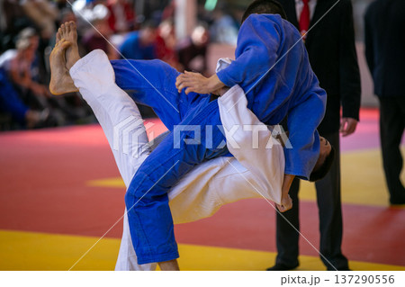 judo athletes grappling judo athletes grappling 137290556