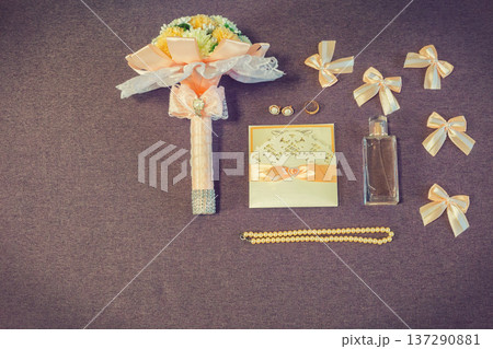 wedding bride attributes . place for text 137290881