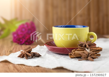 cocoa with cinnamon, delicious dessert cocoa with cinnamon, delicious dessert 137290927