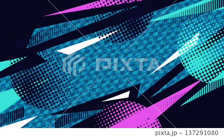 Abstract and Creative Background with Dynamic Shapes in a Speed Concept with Bold Halftone Elements. Ideal for Banner or Poster Background Design for Sports, Games, or Other Events Abstract and Creative Background with Dynamic Shapes in a Speed Concept with Bold Halftone Elements. Ideal for Banner or Poster Background Design for Sports, Games, or Other Events 137291080