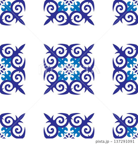 Ethnic background. Mediterranean seamless wallpaper. Talavera pattern. Azulejos portugal. Turkish ornament. Moroccan tile mosaic. Ceramic tableware, folk print. Spanish pottery. Ethnic background. Mediterranean seamless wallpaper. Talavera pattern. Azulejos portugal. Turkish ornament. Moroccan tile mosaic. Ceramic tableware, folk print. Spanish pottery. 137291091