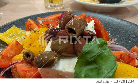 Fresh Savory Appetizer. Vivid Vegetable Medley Featuring Mozzarella And Classic Italian Herbs Fresh Savory Appetizer. Vivid Vegetable Medley Featuring Mozzarella And Classic Italian Herbs 137291234