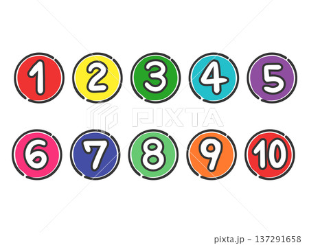 カラフルな数字アイコン　ベクター 137291658