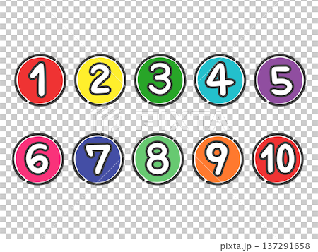 カラフルな数字アイコン　ベクター 137291658