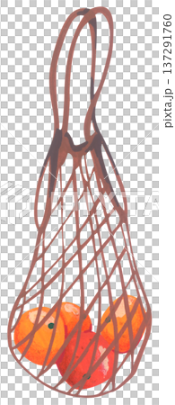 Hand Drawn Mesh Bag with Oranges Illustration Hand Drawn Mesh Bag with Oranges Illustration 137291760