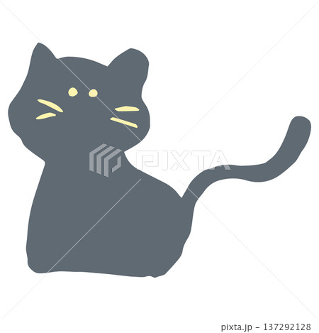 10月の園だよりに使いやすい シンプル手書き素材シリーズ｜黒猫(ハロウィン) 137292128