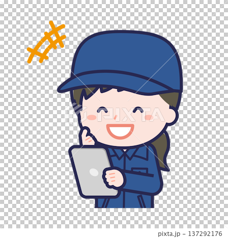 A female "firefighter" using a tablet A female "firefighter" using a tablet 137292176