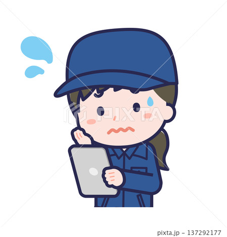 タブレットを使う「消防団員」の女性 タブレットを使う「消防団員」の女性 137292177