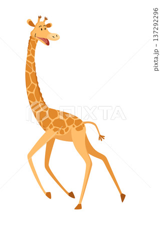 Funny giraffe. Giraffe in a cartoon style, is isolated on white background. Trendy design little kids giraffe Funny giraffe. Giraffe in a cartoon style, is isolated on white background. Trendy design little kids giraffe 137292296