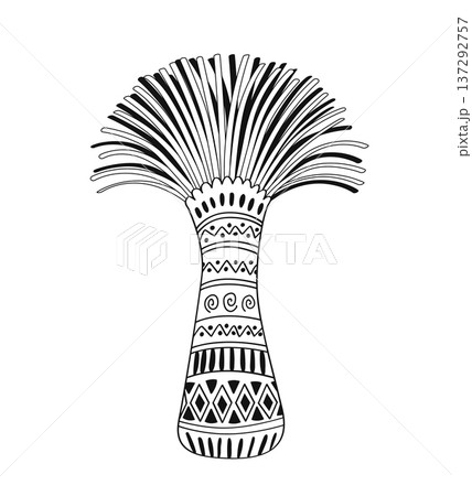 Xanthorrhoea tree outline vector isolated illustration in tribal patterned style. The Grass tree, native Australian endemic flora element Xanthorrhoea tree outline vector isolated illustration in tribal patterned style. The Grass tree, native Australian endemic flora element 137292757
