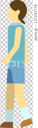 Illustration of a walking runner, woman Illustration of a walking runner, woman 137292778