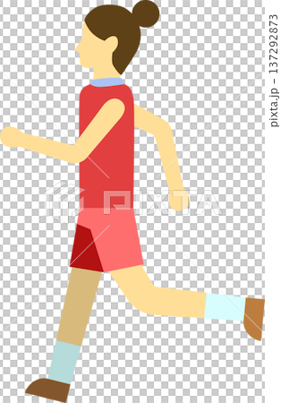 ランニングをするランナーのイラスト　女性 137292873