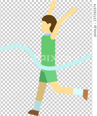 ゴールテープを切るランナーのイラスト 男性 ゴールテープを切るランナーのイラスト 男性 137292874