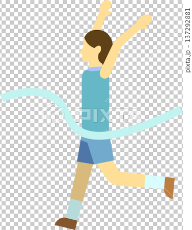 女跑步選手衝過終點線的插圖 女跑步選手衝過終點線的插圖 137292881