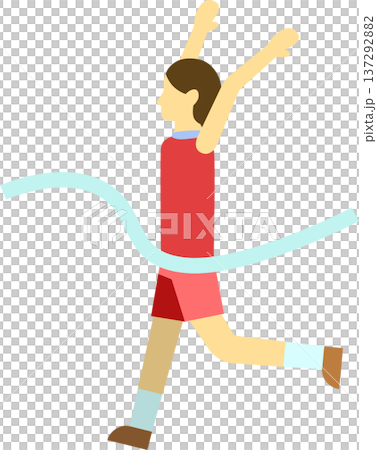 女跑步選手衝過終點線的插圖 137292882