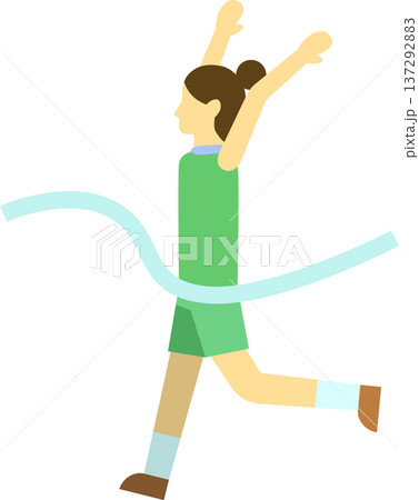 ゴールテープを切るランナーのイラスト 女性 ゴールテープを切るランナーのイラスト 女性 137292883