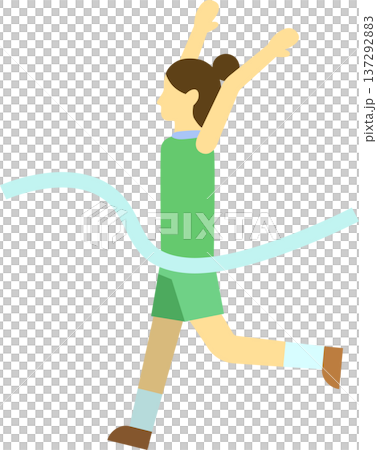 Illustration of a woman runner cutting the finish line Illustration of a woman runner cutting the finish line 137292883