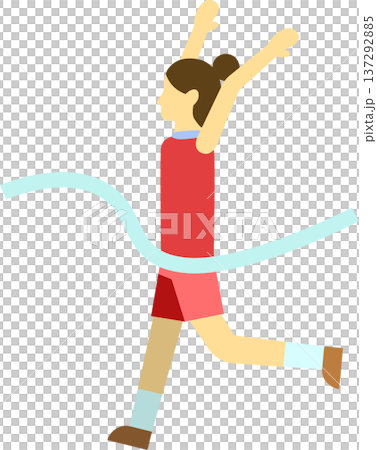 Illustration of a woman runner cutting the finish line Illustration of a woman runner cutting the finish line 137292885