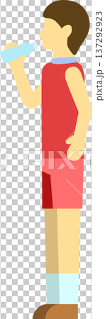 水分補給をするランナーのイラスト　男性 137292923