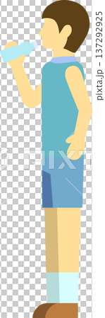 水分補給をするランナーのイラスト　男性 137292925