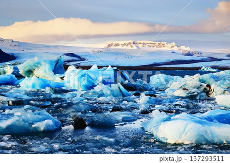 太陽に照らされる冬の氷 太陽に照らされる冬の氷 137293511