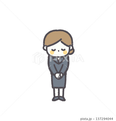 オフィスで働く女性色々な表情とポーズセット 137294044