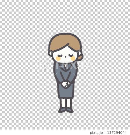 辦公室職業女性，各種面部表情和姿勢 137294044