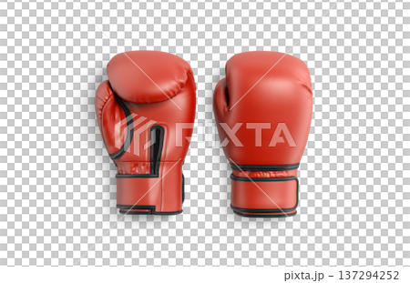 Blank red boxing gloves mockup lying, front and back, png transparent background, 3d rendering. Empty sports glove for fighter mock up cut out. Clear protection mittens for ring sparring template. Blank red boxing gloves mockup lying, front and back, png transparent background, 3d rendering. Empty sports glove for fighter mock up cut out. Clear protection mittens for ring sparring template. 137294252